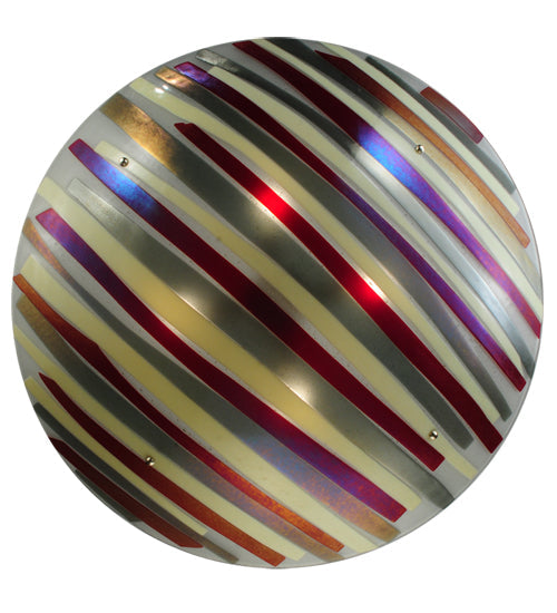 Meyda Lighting Metro Fusion 35" 4-Light Brushed Nickel Jubilee Inverted Pendant Light With Multi-Colored Shade Glass