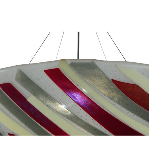 Meyda Lighting Metro Fusion 35" 4-Light Brushed Nickel Jubilee Inverted Pendant Light With Multi-Colored Shade Glass