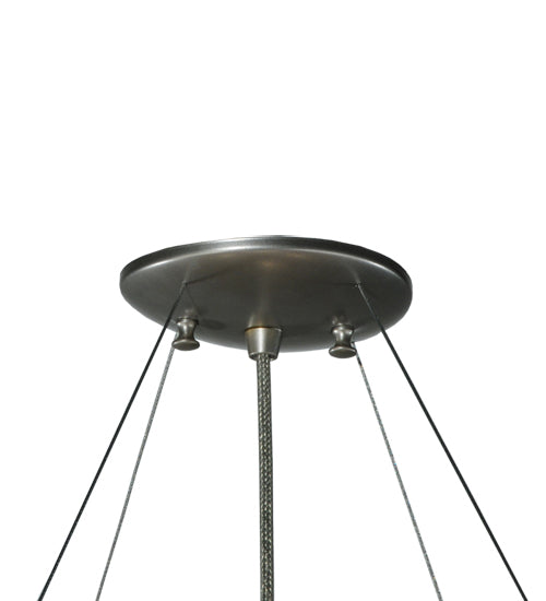 Meyda Lighting Metro Fusion 35" 4-Light Brushed Nickel Jubilee Inverted Pendant Light With Multi-Colored Shade Glass