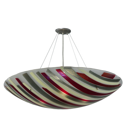 Meyda Lighting Metro Fusion 35" 4-Light Brushed Nickel Jubilee Inverted Pendant Light With Multi-Colored Shade Glass