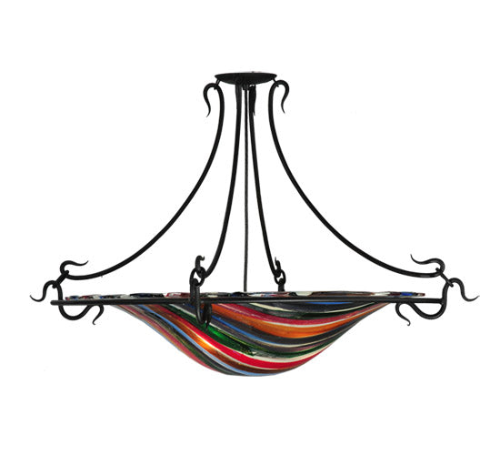 Meyda Lighting Metro Fusion 36" 3-Light Black Colori Del Arcobaleno Semi-flush Mount Ceiling Light With Multi-Colored Shade Glass