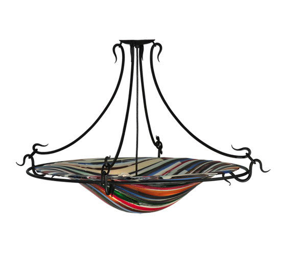 Meyda Lighting Metro Fusion 36" 3-Light Black Colori Del Arcobaleno Semi-flush Mount Ceiling Light With Multi-Colored Shade Glass