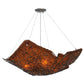 Meyda Lighting Metro Fusion 36" 4-Light Brass Cobblestone Inverted Pendant Light With Amber Shade Glass
