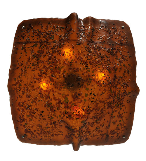 Meyda Lighting Metro Fusion 36" 4-Light Brass Cobblestone Inverted Pendant Light With Amber Shade Glass