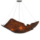 Meyda Lighting Metro Fusion 36" 4-Light Brass Cobblestone Inverted Pendant Light With Amber Shade Glass