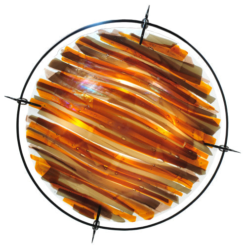 Meyda Lighting Metro Fusion 36" 4-Light Craftsman Brown Marina Inverted Pendant Light With Multi-Colored Shade Glass