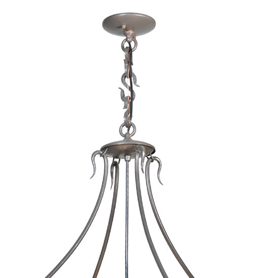Meyda Lighting Metro Fusion 36" 4-Light Craftsman Brown Marina Inverted Pendant Light With Multi-Colored Shade Glass