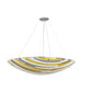 Meyda Lighting Metro Fusion 36" 4-Light Nickel Sandblasted Clear Inverted Pendant Light With Multi-Colored Shade Glass