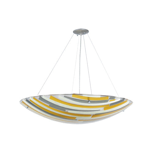 Meyda Lighting Metro Fusion 36" 4-Light Nickel Sandblasted Clear Inverted Pendant Light With Multi-Colored Shade Glass
