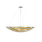 Meyda Lighting Metro Fusion 36" 4-Light Nickel Sandblasted Clear Inverted Pendant Light With Multi-Colored Shade Glass