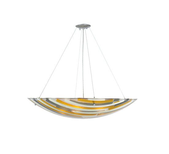 Meyda Lighting Metro Fusion 36" 4-Light Nickel Sandblasted Clear Inverted Pendant Light With Multi-Colored Shade Glass