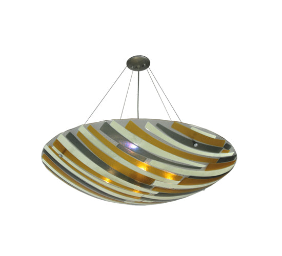 Meyda Lighting Metro Fusion 36" 4-Light Nickel Sandblasted Clear Inverted Pendant Light With Multi-Colored Shade Glass