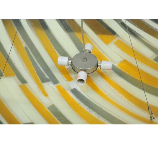 Meyda Lighting Metro Fusion 36" 4-Light Nickel Sandblasted Clear Inverted Pendant Light With Multi-Colored Shade Glass