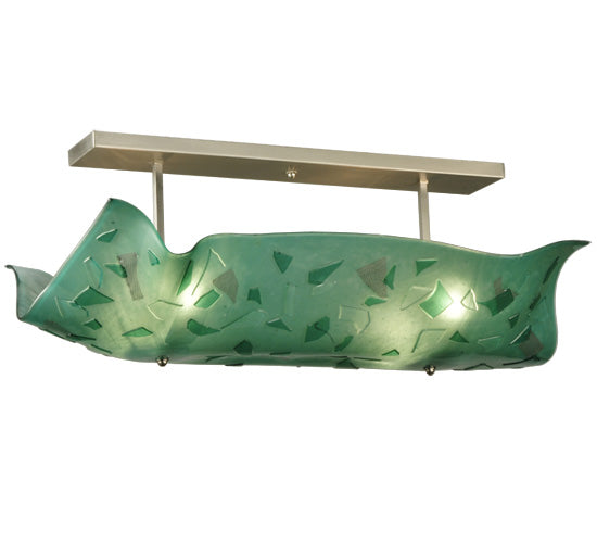 Meyda Lighting Metro Fusion 38" 4-Light Brushed Nickel Seaweed Semi-flush Mount Ceiling Light With Green Shade Glass