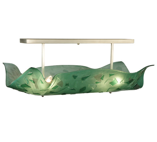 Meyda Lighting Metro Fusion 38" 4-Light Brushed Nickel Seaweed Semi-flush Mount Ceiling Light With Green Shade Glass