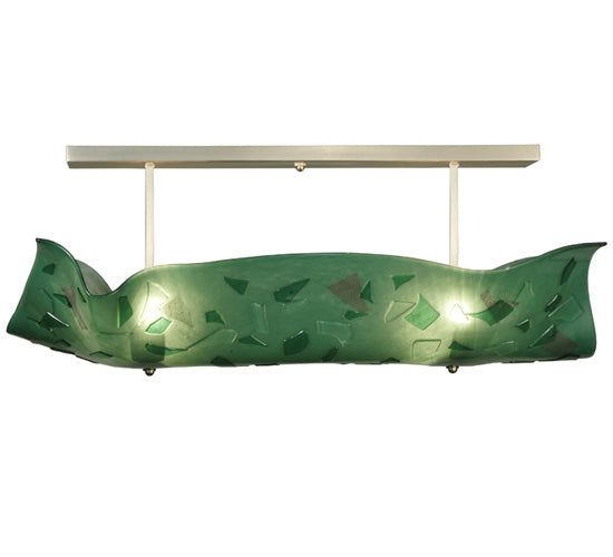 Meyda Lighting Metro Fusion 38" 4-Light Brushed Nickel Seaweed Semi-flush Mount Ceiling Light With Green Shade Glass