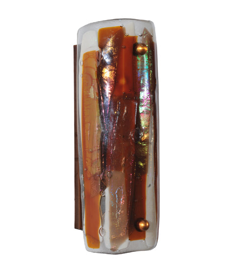 Meyda Lighting Metro Fusion 4" Translucent Copper Marina Wall Sconce With Amber & Beige Iridescent Shade Glass