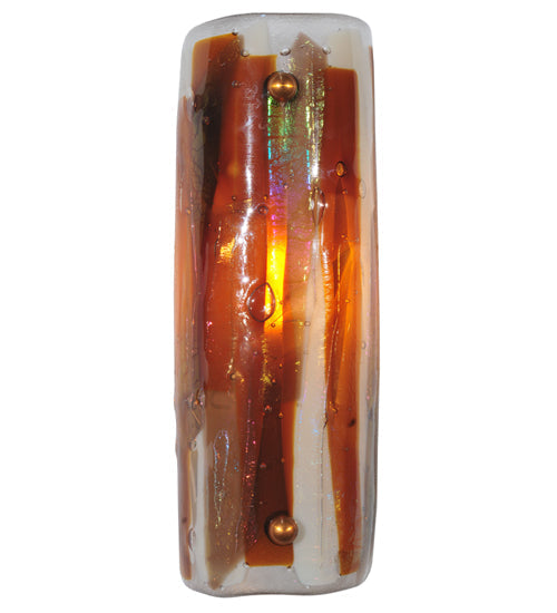 Meyda Lighting Metro Fusion 4" Translucent Copper Marina Wall Sconce With Amber & Beige Iridescent Shade Glass