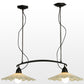Meyda Lighting Metro Fusion 44" 2-Lights Black Galatia Island Pendant Light With Ivory Blown Shade Glass