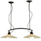 Meyda Lighting Metro Fusion 44" 2-Lights Black Galatia Island Pendant Light With Ivory Blown Shade Glass