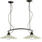 Meyda Lighting Metro Fusion 44" 2-Lights Black Galatia Island Pendant Light With Ivory Blown Shade Glass
