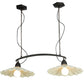 Meyda Lighting Metro Fusion 44" 2-Lights Black Galatia Island Pendant Light With Ivory Blown Shade Glass