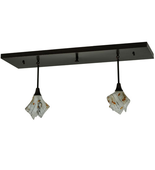 Meyda Lighting Metro Fusion 46" 2-Light Copper Vein Ramoscelli Island Pendant Light With White and Beige Shade Glass