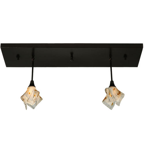 Meyda Lighting Metro Fusion 46" 2-Light Copper Vein Ramoscelli Island Pendant Light With White and Beige Shade Glass