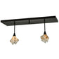 Meyda Lighting Metro Fusion 46" 2-Light Copper Vein Ramoscelli Island Pendant Light With White and Beige Shade Glass