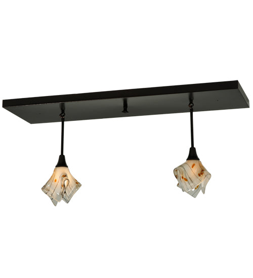 Meyda Lighting Metro Fusion 46" 2-Light Copper Vein Ramoscelli Island Pendant Light With White and Beige Shade Glass