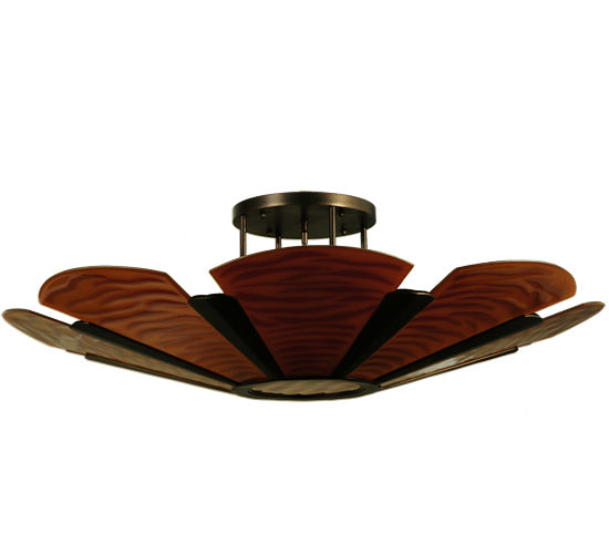 Meyda Lighting Metro Fusion 49" 6-Light Mahogany Bronze Elite Semi-flush Mount Ceiling Light With Amber Fused Shade Glass