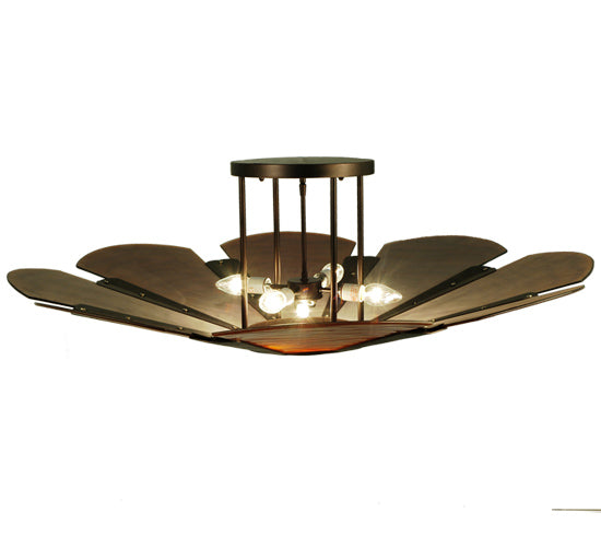 Meyda Lighting Metro Fusion 49" 6-Light Mahogany Bronze Elite Semi-flush Mount Ceiling Light With Amber Fused Shade Glass