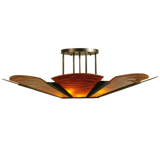 Meyda Lighting Metro Fusion 49" 6-Light Mahogany Bronze Elite Semi-flush Mount Ceiling Light With Amber Fused Shade Glass