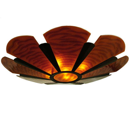 Meyda Lighting Metro Fusion 49" 6-Light Mahogany Bronze Elite Semi-flush Mount Ceiling Light With Amber Fused Shade Glass