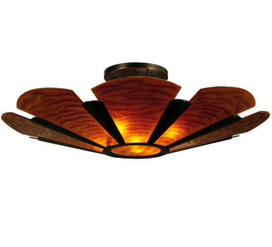 Meyda Lighting Metro Fusion 49" 6-Light Mahogany Bronze Elite Semi-flush Mount Ceiling Light With Amber Fused Shade Glass