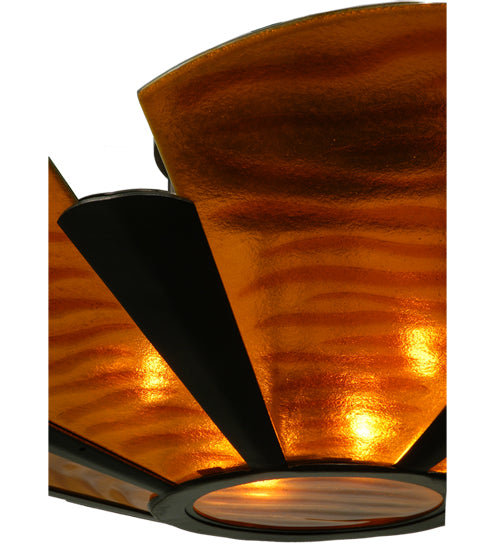 Meyda Lighting Metro Fusion 49" 6-Light Mahogany Bronze Elite Semi-flush Mount Ceiling Light With Amber Shade Glass