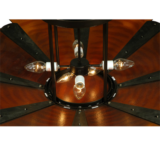 Meyda Lighting Metro Fusion 49" 6-Light Mahogany Bronze Elite Semi-flush Mount Ceiling Light With Amber Shade Glass