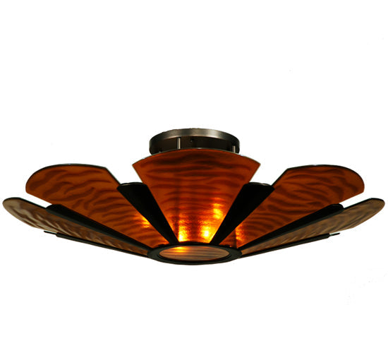 Meyda Lighting Metro Fusion 49" 6-Light Mahogany Bronze Elite Semi-flush Mount Ceiling Light With Amber Shade Glass