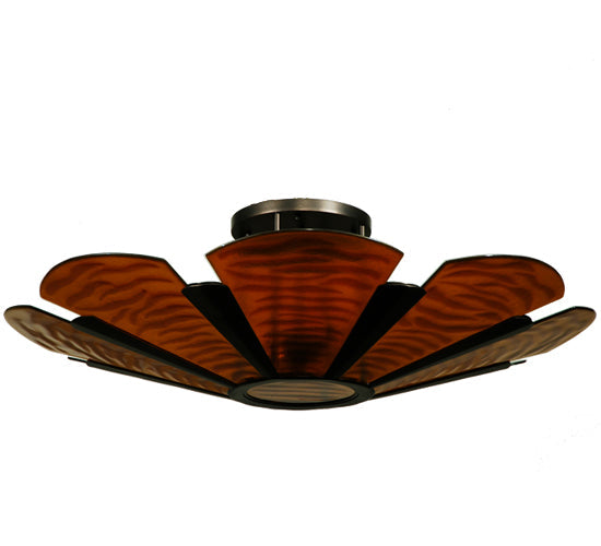 Meyda Lighting Metro Fusion 49" 6-Light Mahogany Bronze Elite Semi-flush Mount Ceiling Light With Amber Shade Glass