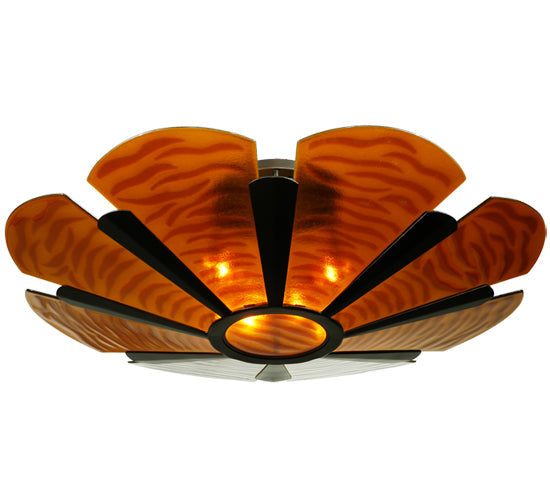 Meyda Lighting Metro Fusion 49" 6-Light Mahogany Bronze Elite Semi-flush Mount Ceiling Light With Amber Shade Glass