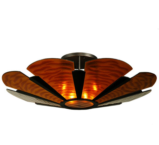 Meyda Lighting Metro Fusion 49" 6-Light Mahogany Bronze Elite Semi-flush Mount Ceiling Light With Amber Shade Glass