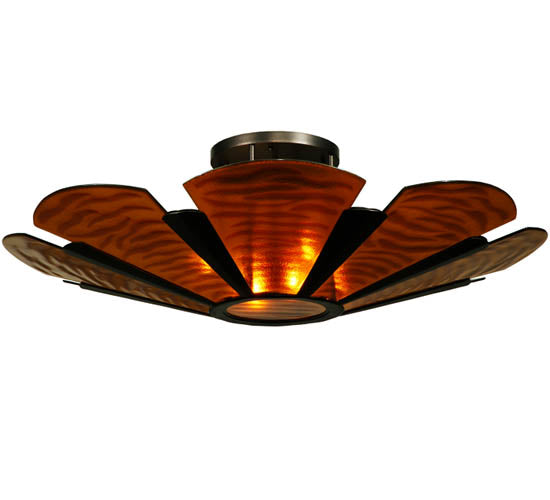 Meyda Lighting Metro Fusion 49" 6-Light Mahogany Bronze Elite Semi-flush Mount Ceiling Light With Amber Shade Glass