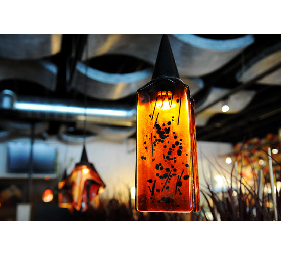 Meyda Lighting Metro Fusion 4"Sq The Rock Draped Amber & Black Shade Glass
