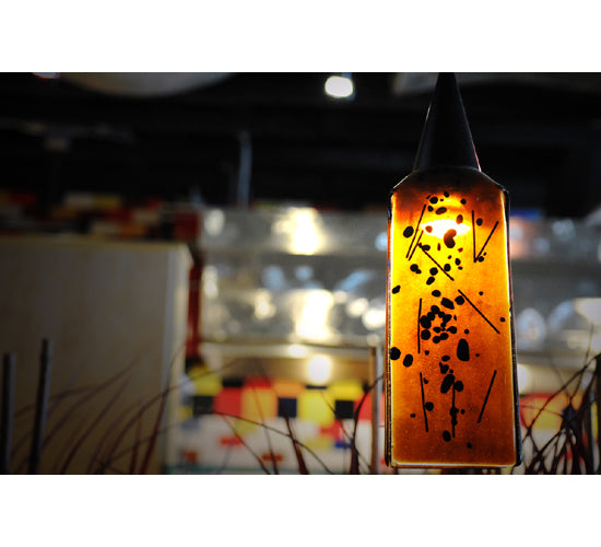 Meyda Lighting Metro Fusion 4"Sq The Rock Draped Amber & Black Shade Glass