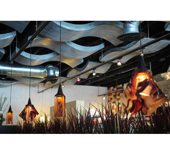 Meyda Lighting Metro Fusion 4"Sq The Rock Draped Amber & Black Shade Glass