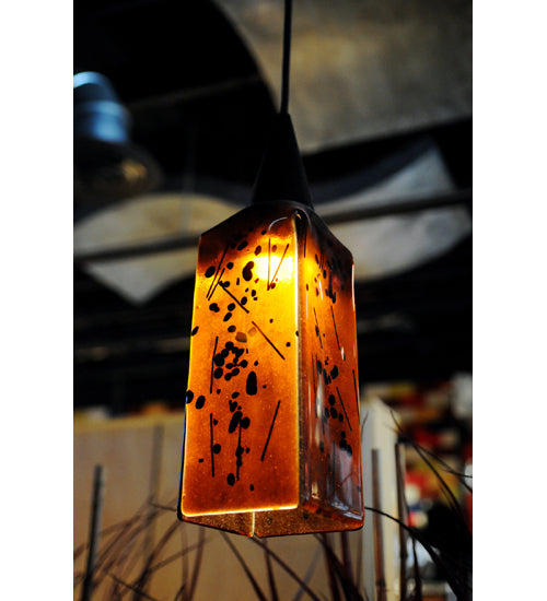 Meyda Lighting Metro Fusion 4"Sq The Rock Draped Amber & Black Shade Glass
