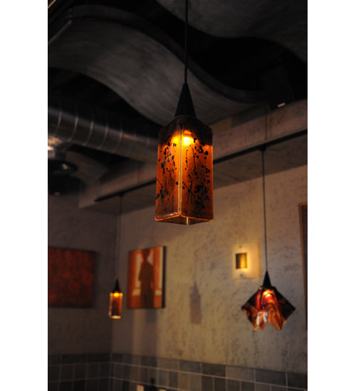 Meyda Lighting Metro Fusion 4"Sq The Rock Draped Amber & Black Shade Glass