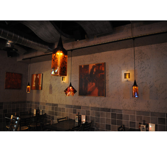 Meyda Lighting Metro Fusion 4"Sq The Rock Draped Amber & Black Shade Glass
