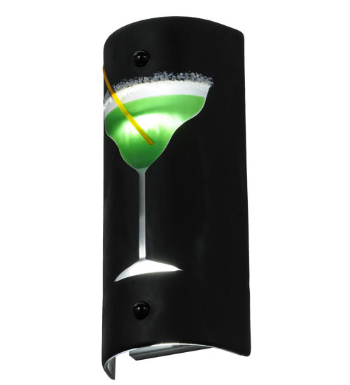 Meyda Lighting Metro Fusion 5" 2-Light LED Nickel Key West Wall Sconce With Green and Clear Margarita Shade Glass