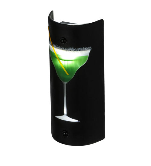 Meyda Lighting Metro Fusion 5" 2-Light LED Nickel Key West Wall Sconce With Green and Clear Margarita Shade Glass